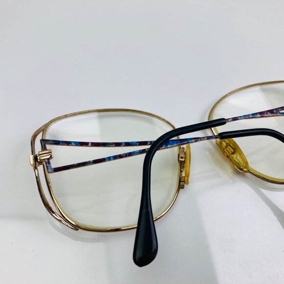 Vintage Marcolin Eyeglass Frames Only 56-16-130 Italy Gold / Purple Blue 80s - Picture 7 of 10
